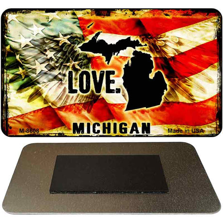 Love Michigan Novelty Metal Magnet M-8608