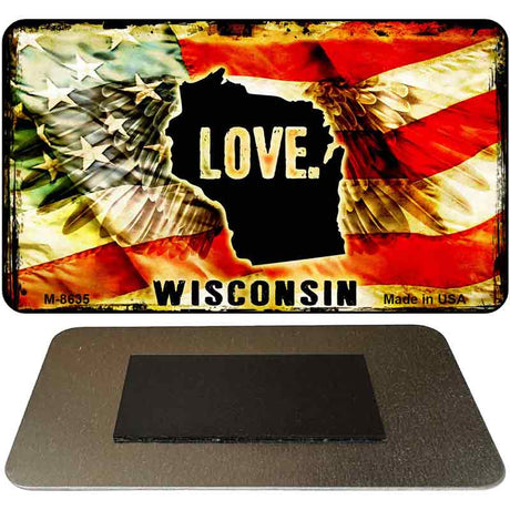 Love Wisconsin Novelty Metal Magnet M-8635