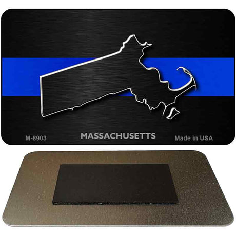 Massachusetts Thin Blue Line Novelty Metal Magnet M-8903