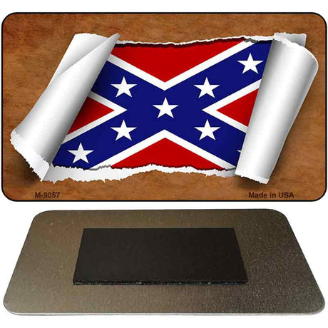 Confederate Flag Scroll Novelty Metal Magnet M-9057