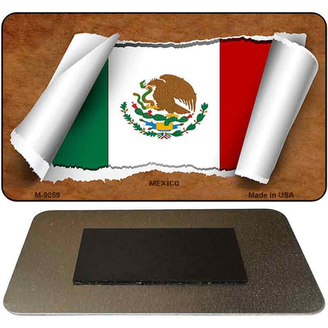 Mexico Flag Scroll Novelty Metal Magnet M-9059