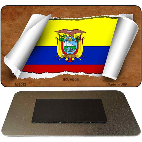 Ecuador Flag Scroll Novelty Metal Magnet M-9062