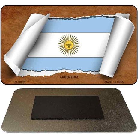 Argentina Flag Scroll Novelty Metal Magnet M-9063