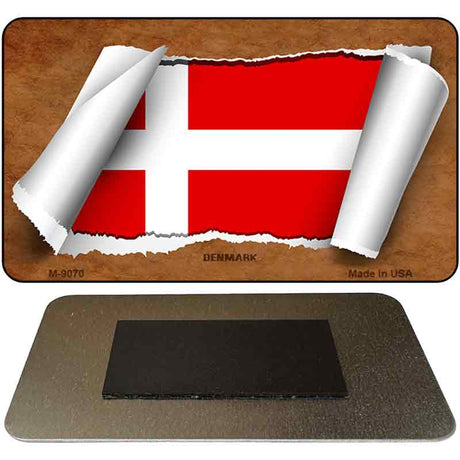 Denmark Flag Scroll Novelty Metal Magnet M-9070