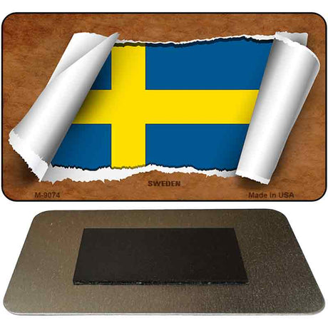 Sweden Flag Scroll Novelty Metal Magnet M-9074