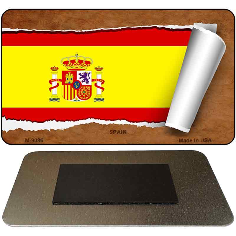 Spain Flag Scroll Novelty Metal Magnet M-9086