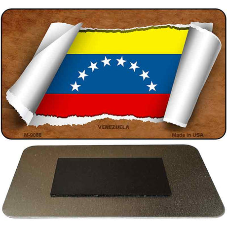 Venezuela Flag Scroll Novelty Metal Magnet M-9088