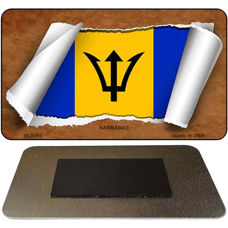 Barbados Flag Scroll Novelty Metal Magnet M-9094