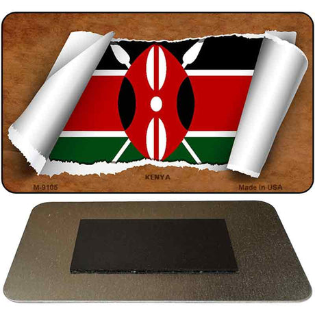 Kenya Flag Scroll Novelty Metal Magnet M-9105