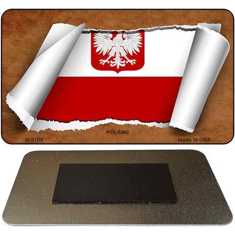 Poland / Eagle Flag Scroll Novelty Metal Magnet M-9109