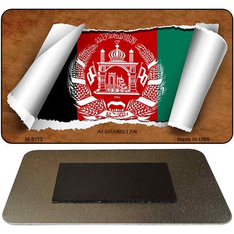 Afghanistan Flag Scroll Novelty Metal Magnet M-9113