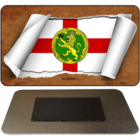 Alderney Flag Scroll Novelty Metal Magnet M-9117