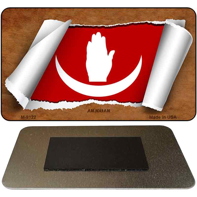 Anjouan Flag Scroll Novelty Metal Magnet M-9122