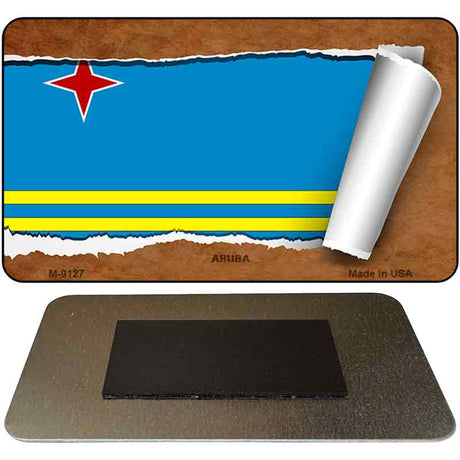 Aruba Flag Scroll Novelty Metal Magnet M-9127