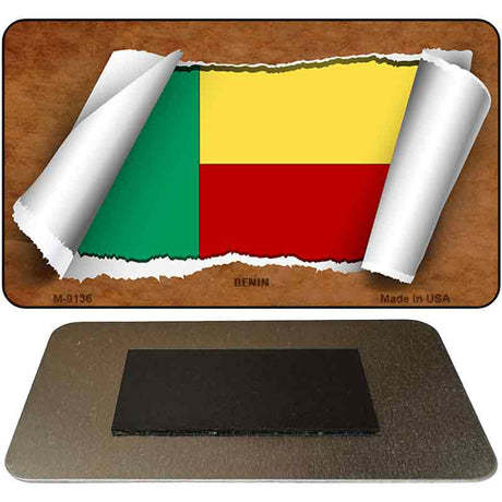 Benin Flag Scroll Novelty Metal Magnet M-9136