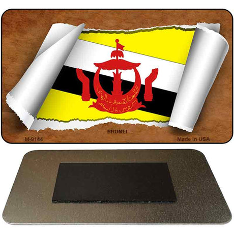 Brunei Flag Scroll Novelty Metal Magnet M-9144