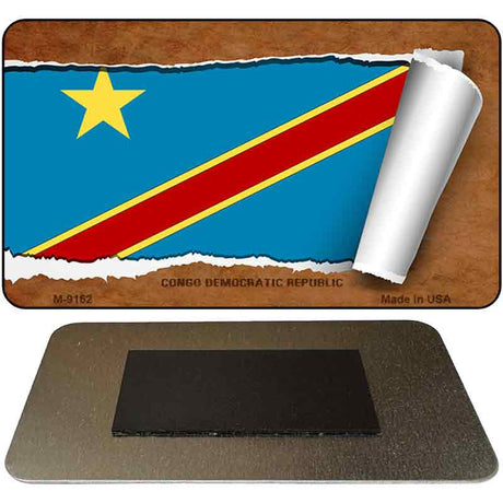 Congo Democratic Republic Flag Scroll Novelty Metal Magnet M-9162