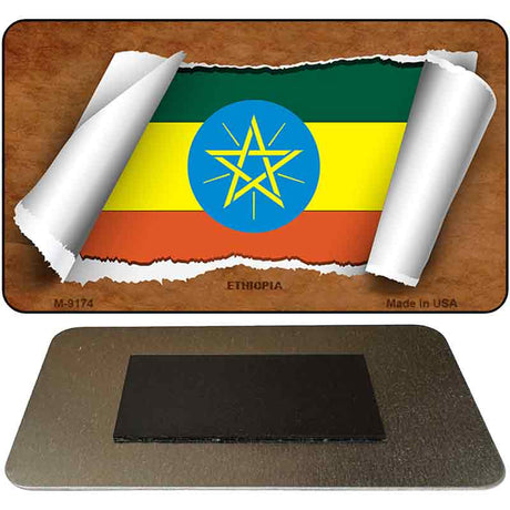 Ethiopia Flag Scroll Novelty Metal Magnet M-9174