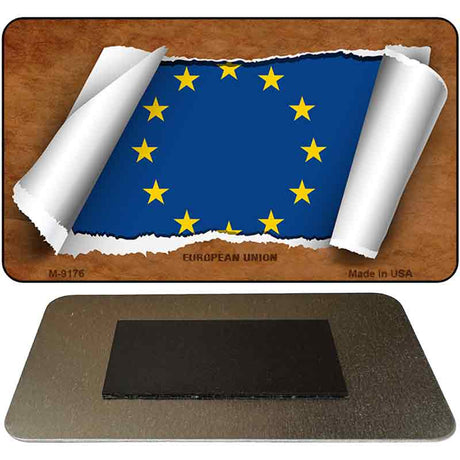 European Union Flag Scroll Novelty Metal Magnet M-9176