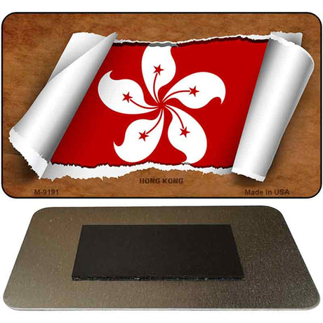 Hong Kong Flag Scroll Novelty Metal Magnet M-9191