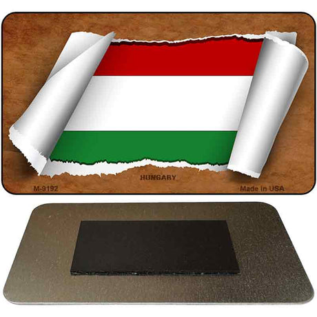 Hungary Flag Scroll Novelty Metal Magnet M-9192