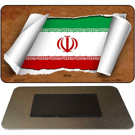 Iran Flag Scroll Novelty Metal Magnet M-9197