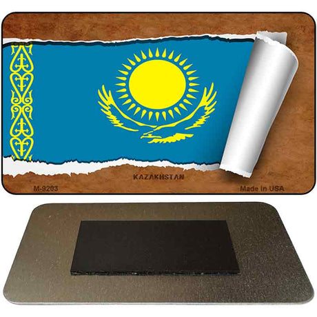 Kazakhstan Flag Scroll Novelty Metal Magnet M-9203