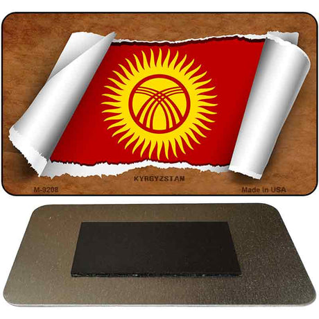 Kyrgyzstan Flag Scroll Novelty Metal Magnet M-9208