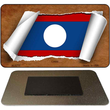 Laos Flag Scroll Novelty Metal Magnet M-9213