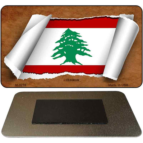 Lebanon Flag Scroll Novelty Metal Magnet M-9216