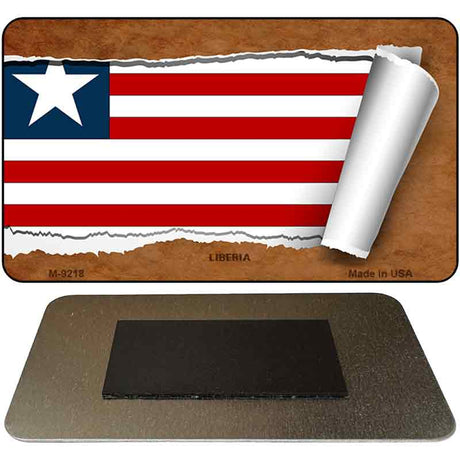 Liberia Flag Scroll Novelty Metal Magnet M-9218