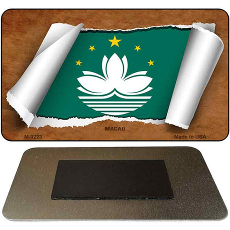 Macau Flag Scroll Novelty Metal Magnet M-9223