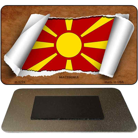 Macedonia Flag Scroll Novelty Metal Magnet M-9224