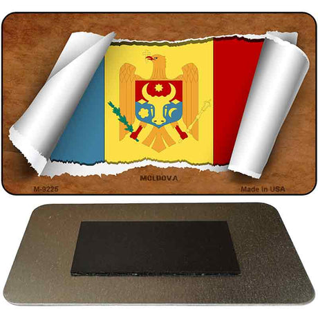 Moldova Flag Scroll Novelty Metal Magnet M-9225