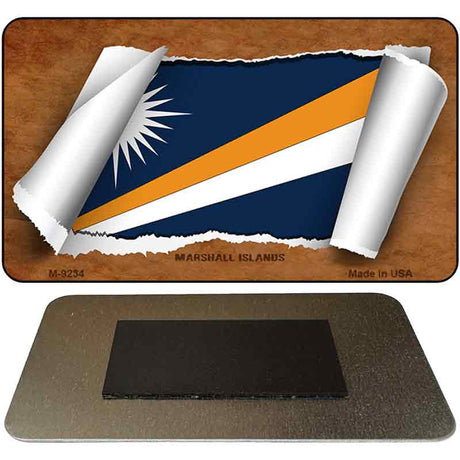 Marshall Islands Flag Scroll Novelty Metal Magnet M-9234