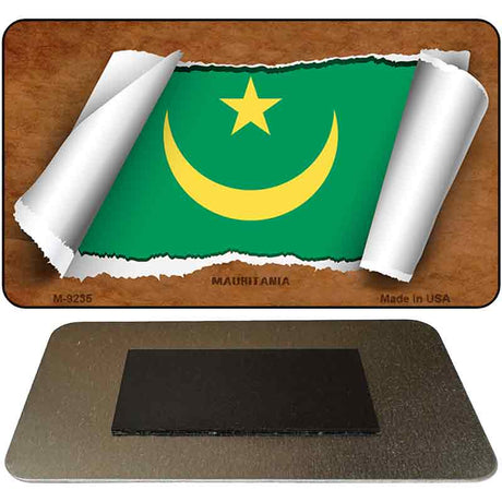 Mauritania Flag Scroll Novelty Metal Magnet M-9235