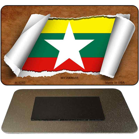 Myanmar Flag Scroll Novelty Metal Magnet M-9243