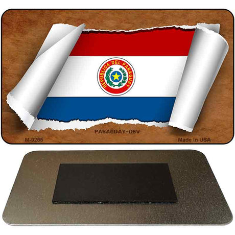 Paraguay-OBV Flag Scroll Novelty Metal Magnet M-9265