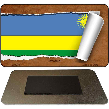 Rwanda Flag Scroll Novelty Metal Magnet M-9271