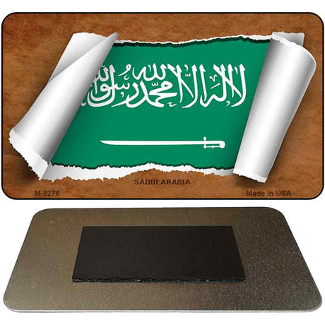 Saudi Arabia Flag Scroll Novelty Metal Magnet M-9275