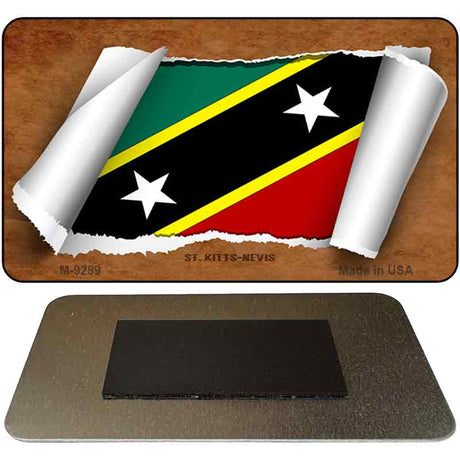 St. Kitts-Nevis Flag Scroll Novelty Metal Magnet M-9289