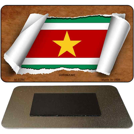 Suriname Flag Scroll Novelty Metal Magnet M-9294