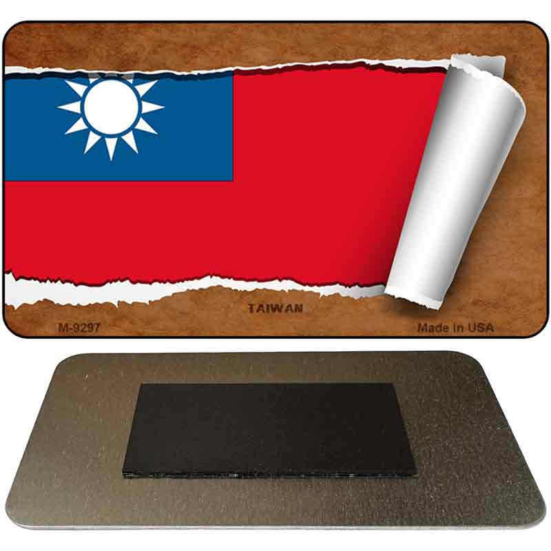 Taiwan Flag Scroll Novelty Metal Magnet M-9297