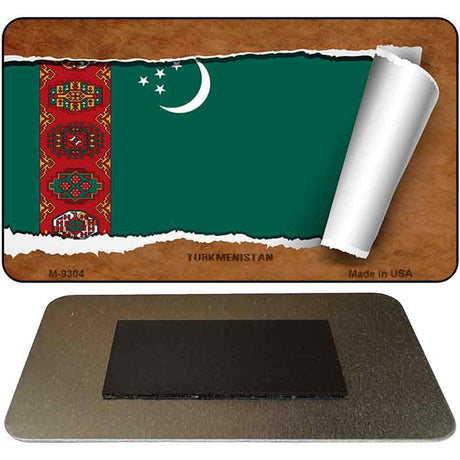 Turkmenistan Flag Scroll Novelty Metal Magnet M-9304