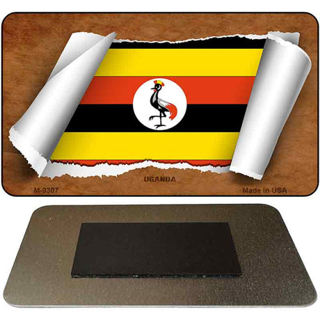 Uganda Flag Scroll Novelty Metal Magnet M-9307