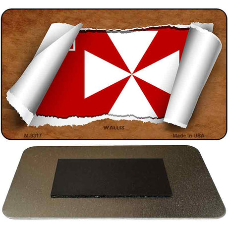 Wallis Flag Scroll Novelty Metal Magnet M-9317