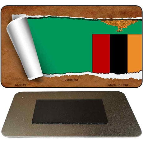 Zambia Flag Scroll Novelty Metal Magnet M-9319