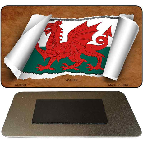 Wales Flag Scroll Novelty Metal Magnet M-9324