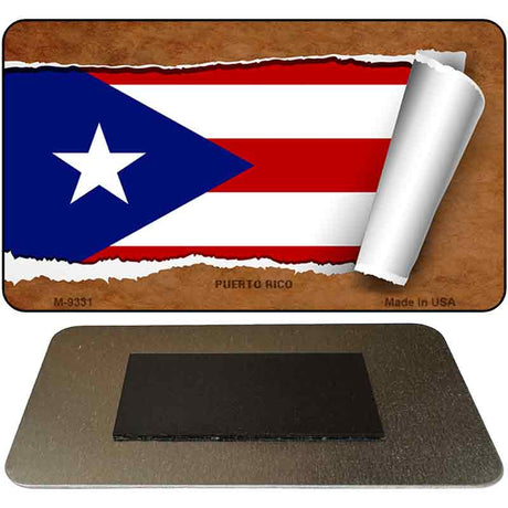 Puerto Rico Flag Scroll Novelty Metal Magnet M-9331