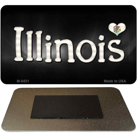 Illinois Flag Script Novelty Metal Magnet M-9451